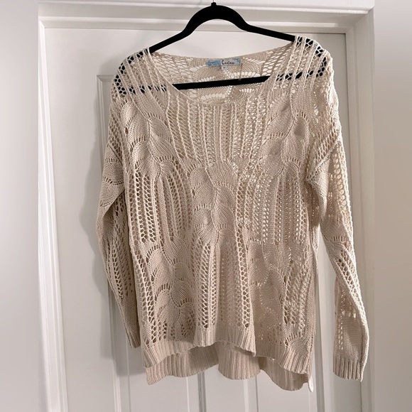 Cecico Sweaters - Cecico open knit pullover cream sweater women’s size Medium